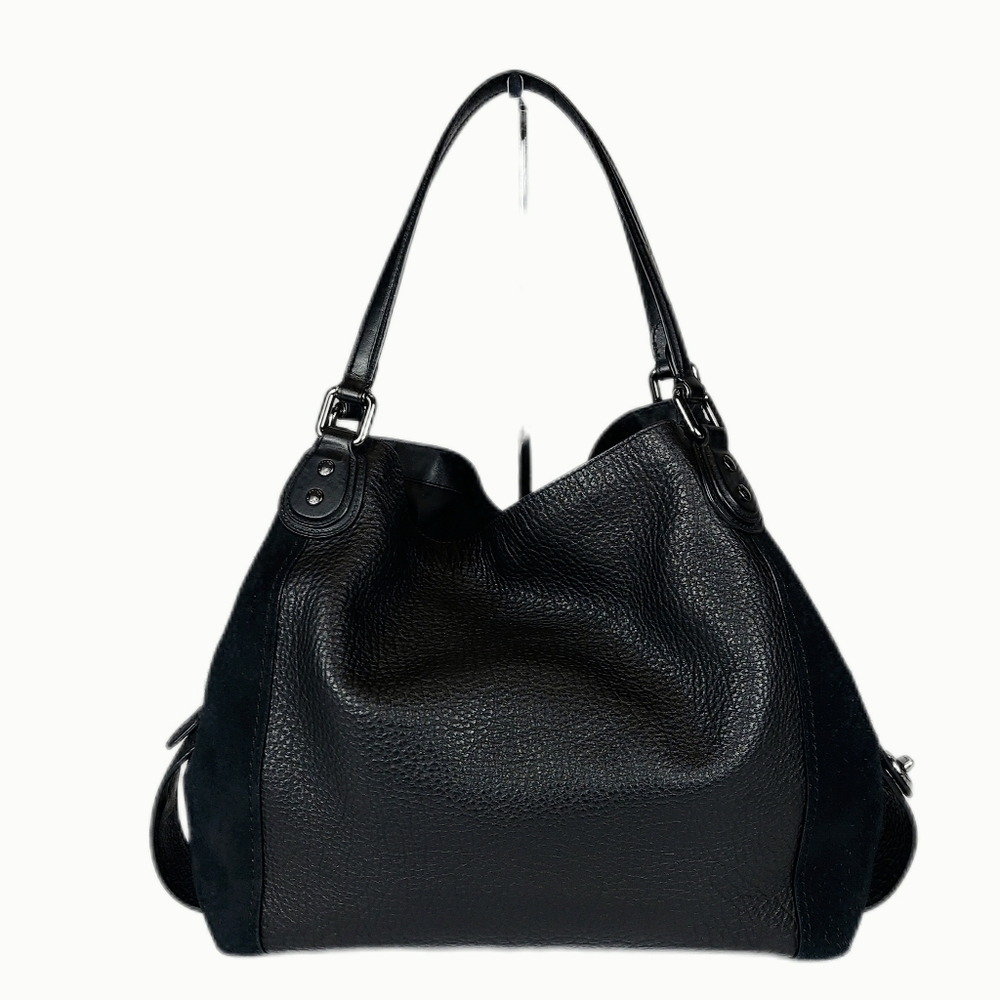 LG COACH EDIE 42 MIXED LEATHER HOBO w/COACH FACE CHARM - Picture 3 of 10